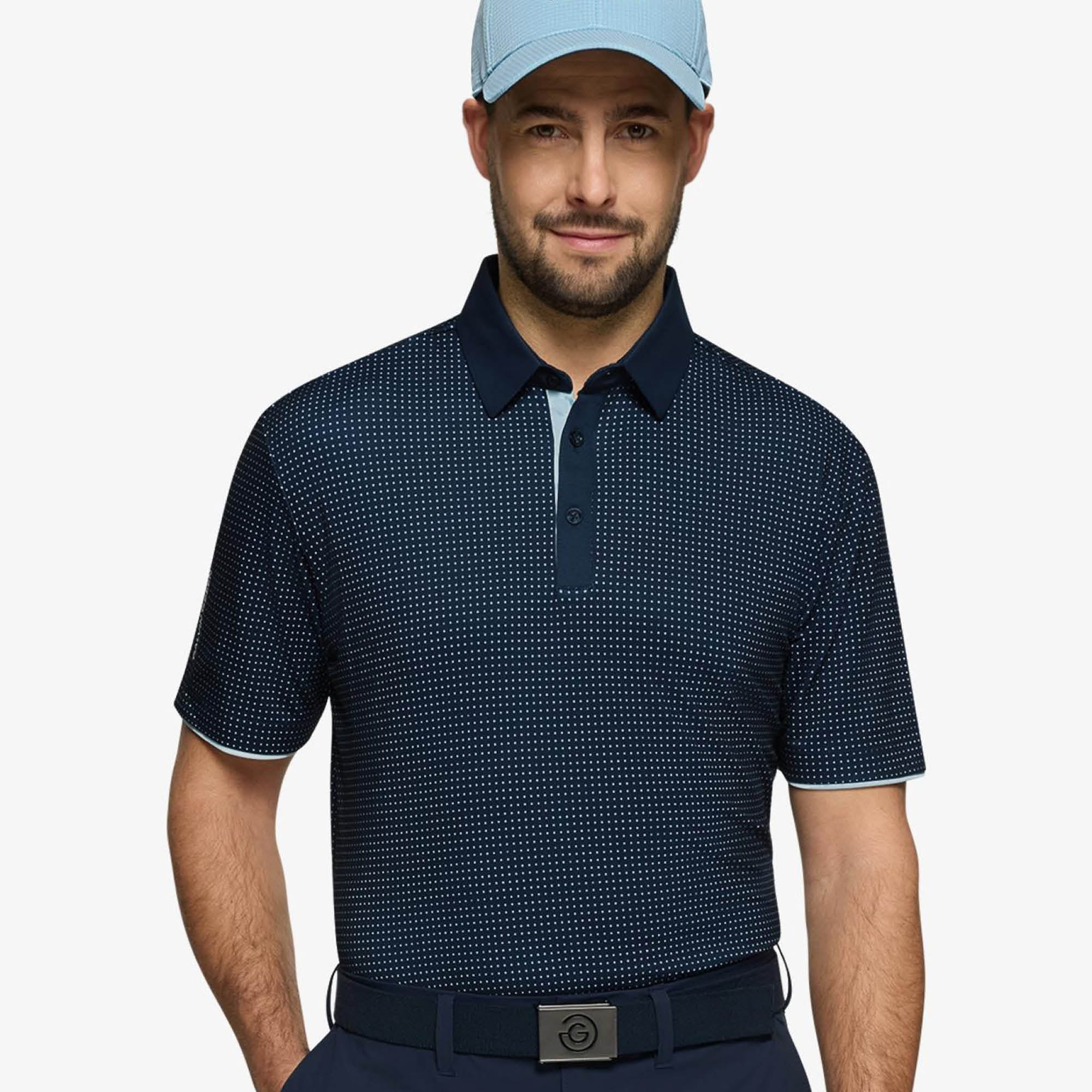 Galvin Green Medley Golf Polo Shirt - Crystal Blue & Navy