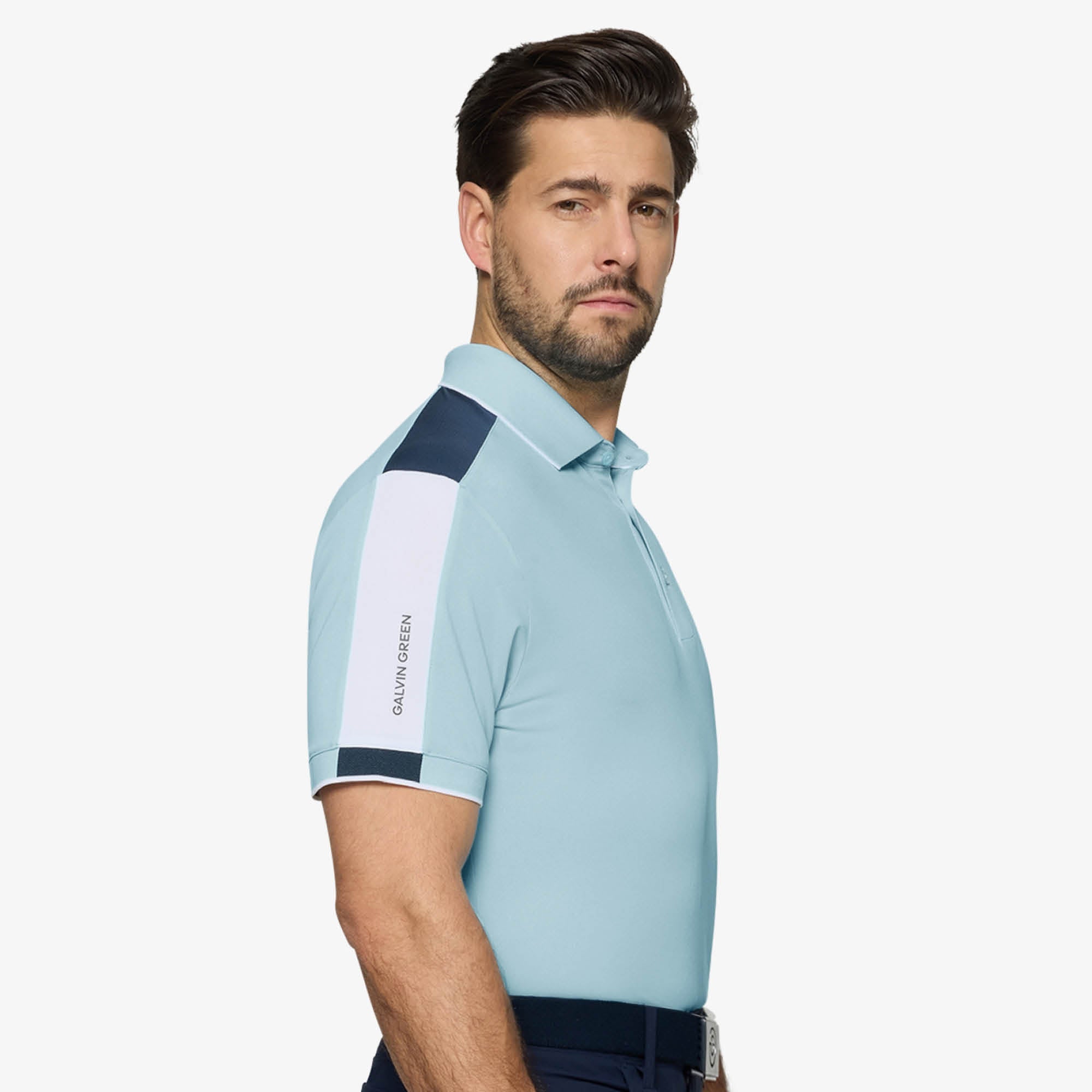Galvin Green Mulligan Golf Polo Shirt - Crystal Blue/White/Navy