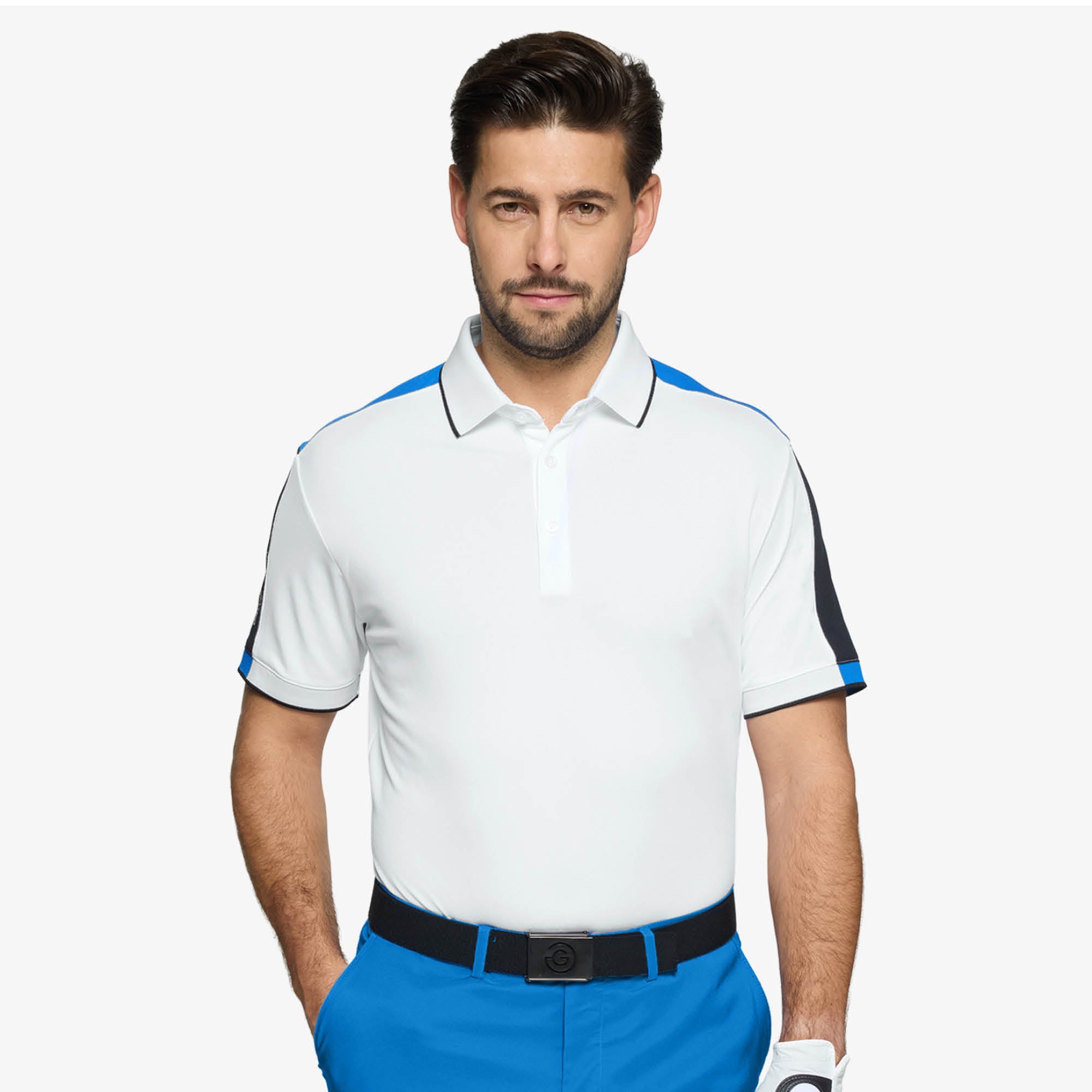 Galvin Green Mulligan Golf Polo Shirt - Royal Blue/White/Black