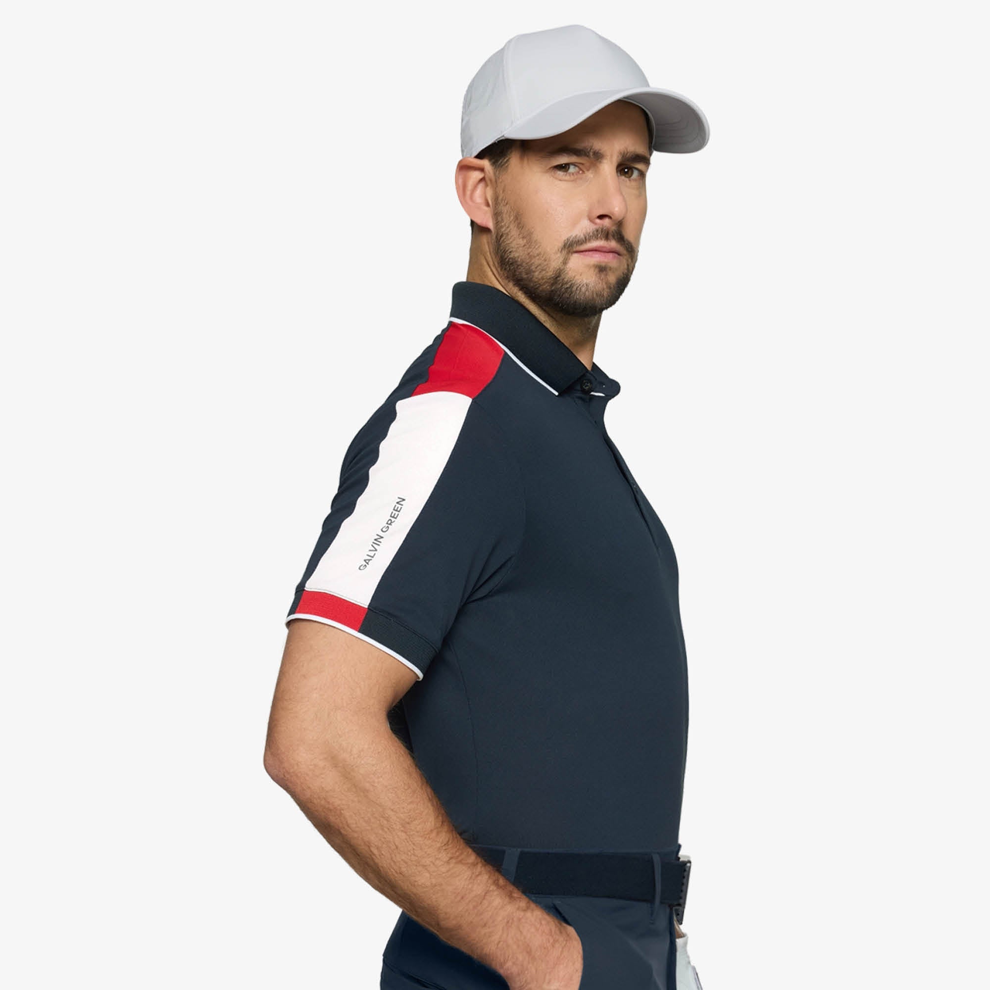 Galvin Green Mulligan Golf Polo Shirt - Navy/Red/White
