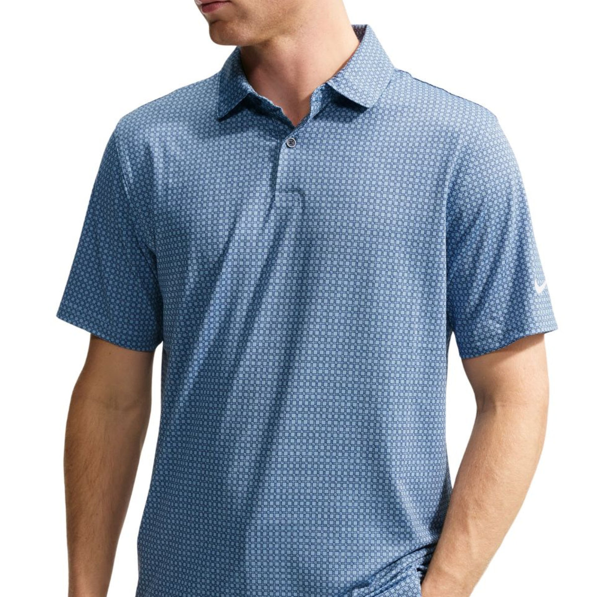Nike Dri-Fit Velocity Divot Tool Print Golf Polo Shirt - College Navy & White