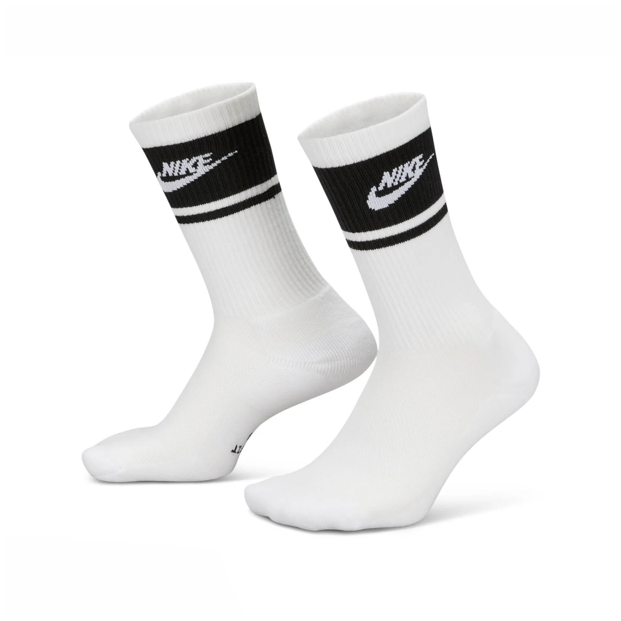 Nike Everyday Elevated Cushioned Crew Socks - 3 Pack - White & Black