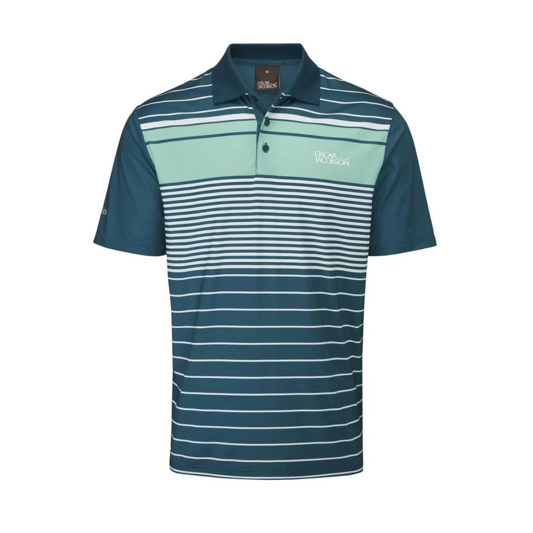 Oscar Jacobson Croft Golf Polo Shirt (Aqua & White)
