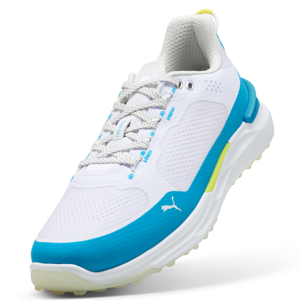 Puma Ignite Elevate X Spikeless Golf Shoes - Puma White, Blue & Apple