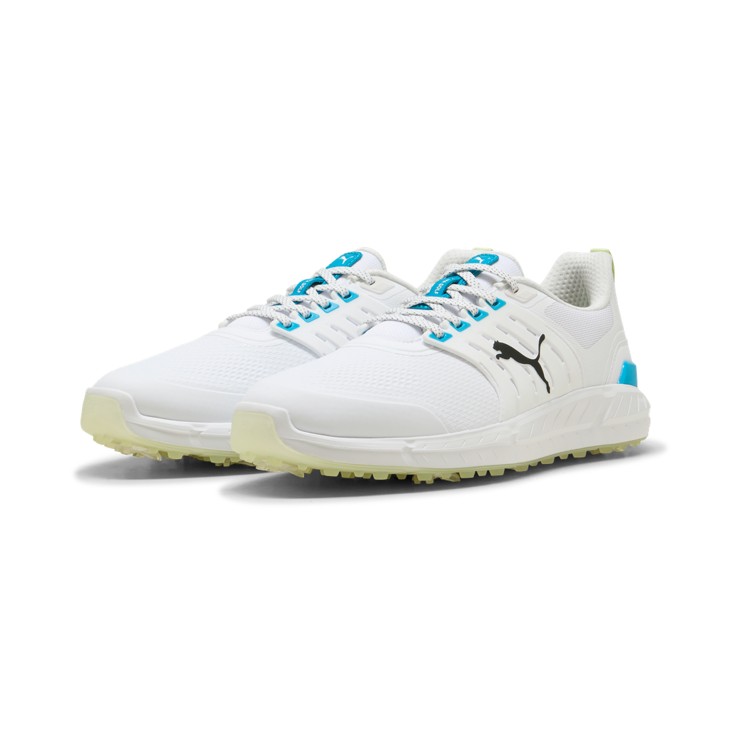 Puma Ignite Elevate 2 Tour Spiked Golf Shoes - Puma White, Blue & Apple