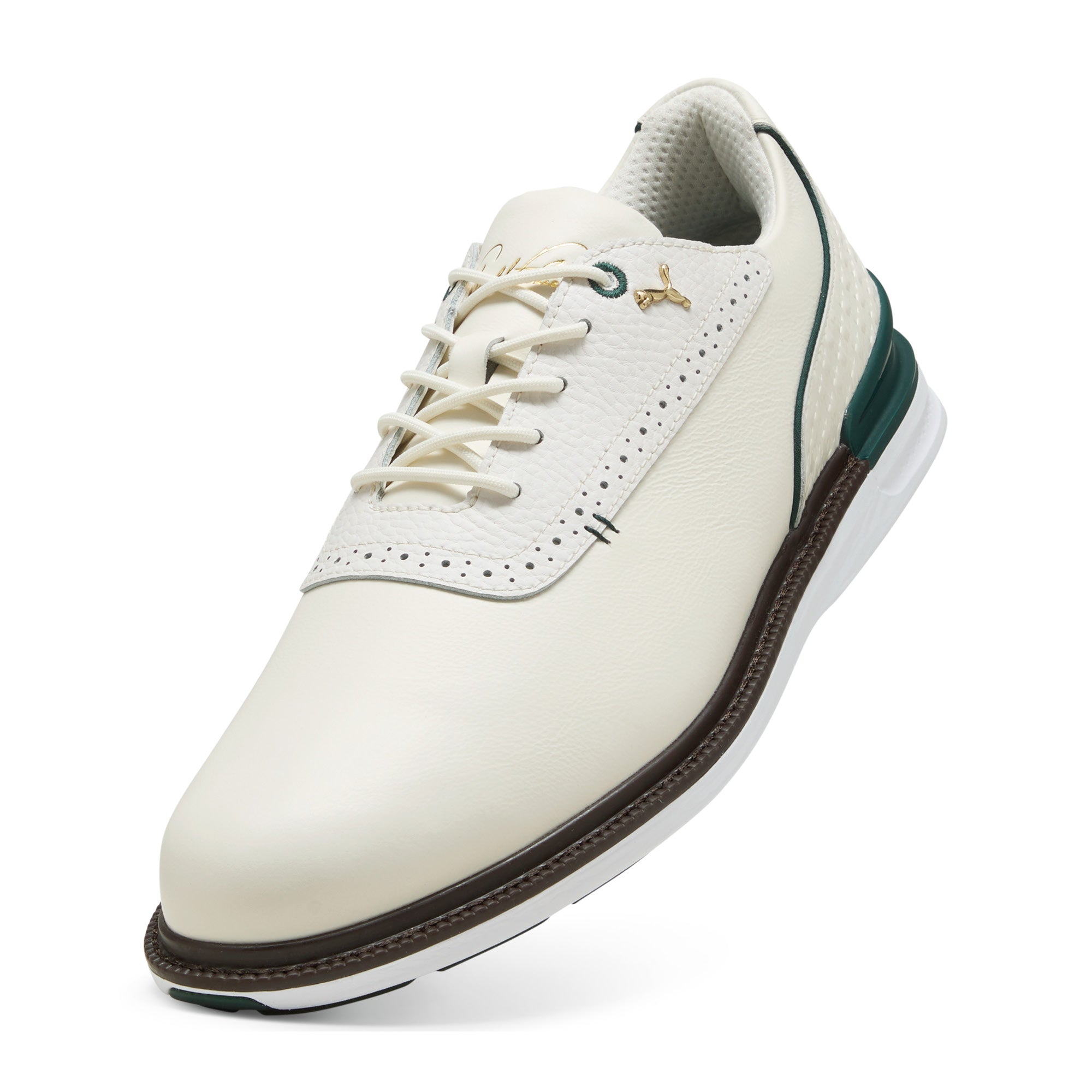 Puma X AP Avant Spikeless Golf Shoes - Puma White & Forest Green