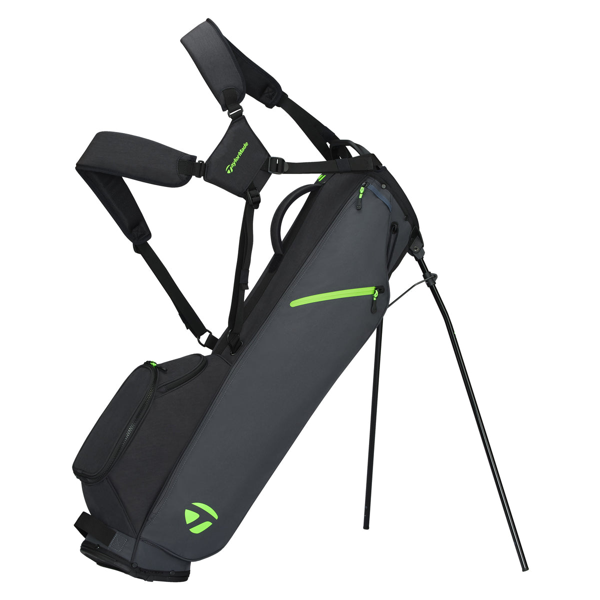TaylorMade Flextech Carry Golf Stand Bag - Grey, Black & Neon Green