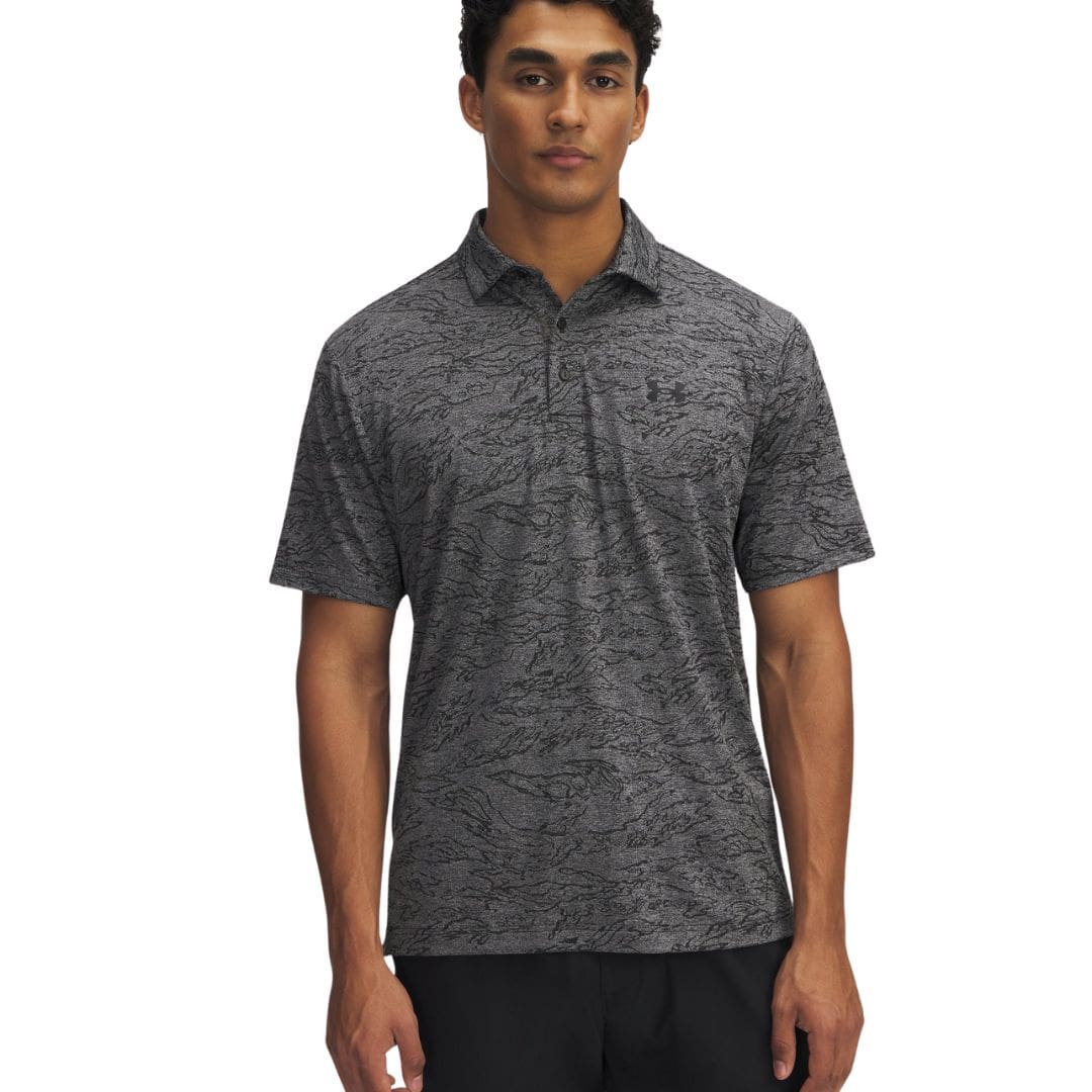 Under Armour Playoff Jacquard Golf Polo (Black & Steel)