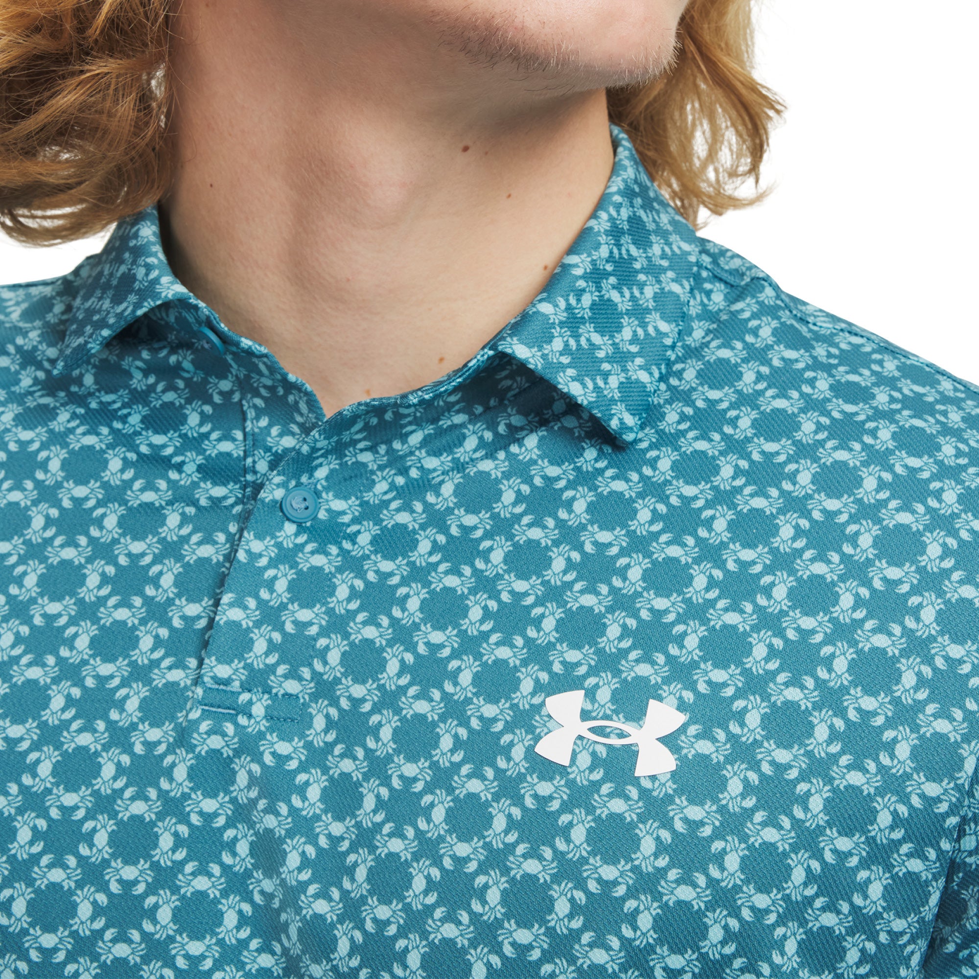 Under Armour Matchplay Printed Polo Shirt - Boundless Blue, Blue Haze & White