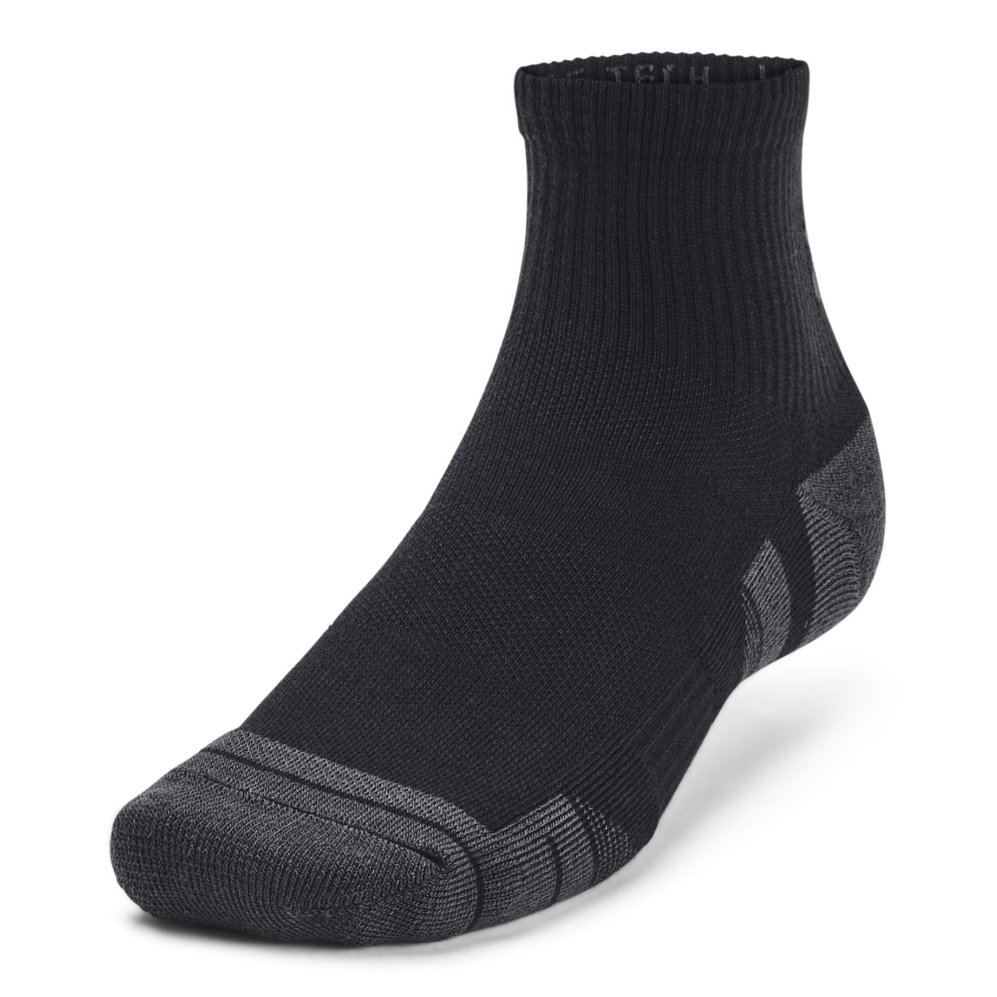 Under Armour Performance Tech Quarter Socks 3-Pack - Grey, White & Black - Size 7.5-12