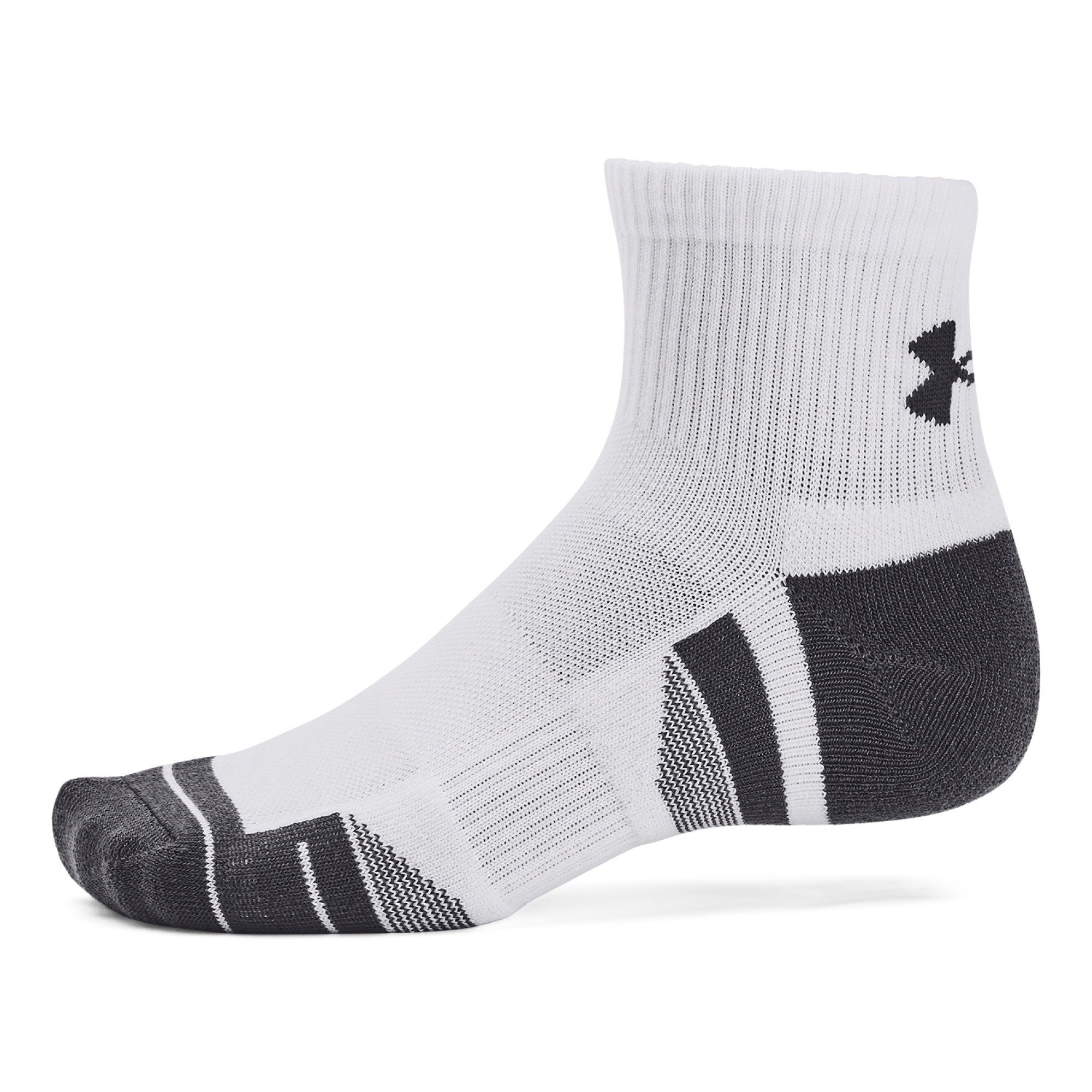 Under Armour Performance Tech Quarter Socks 3-Pack - Grey, White & Black - Size 7.5-12