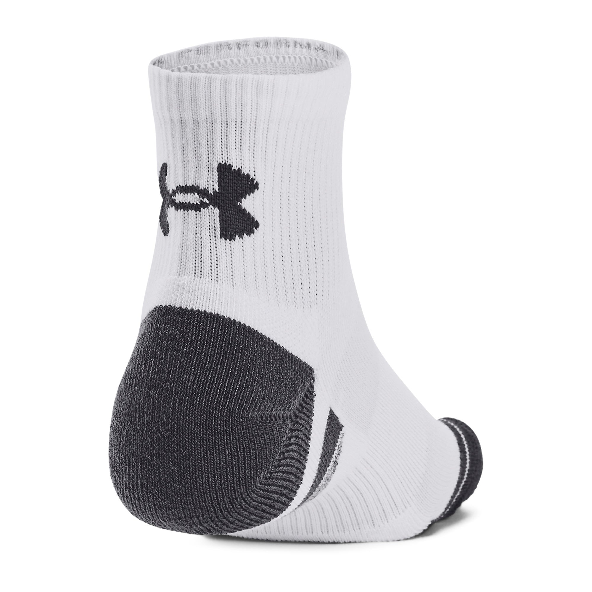 Under Armour Performance Tech Quarter Socks 3-Pack - Grey, White & Black - Size 7.5-12