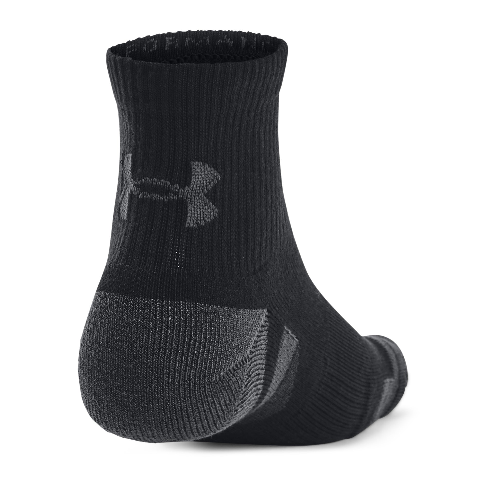 Under Armour Performance Tech Quarter Socks 3-Pack - Grey, White & Black - Size 7.5-12