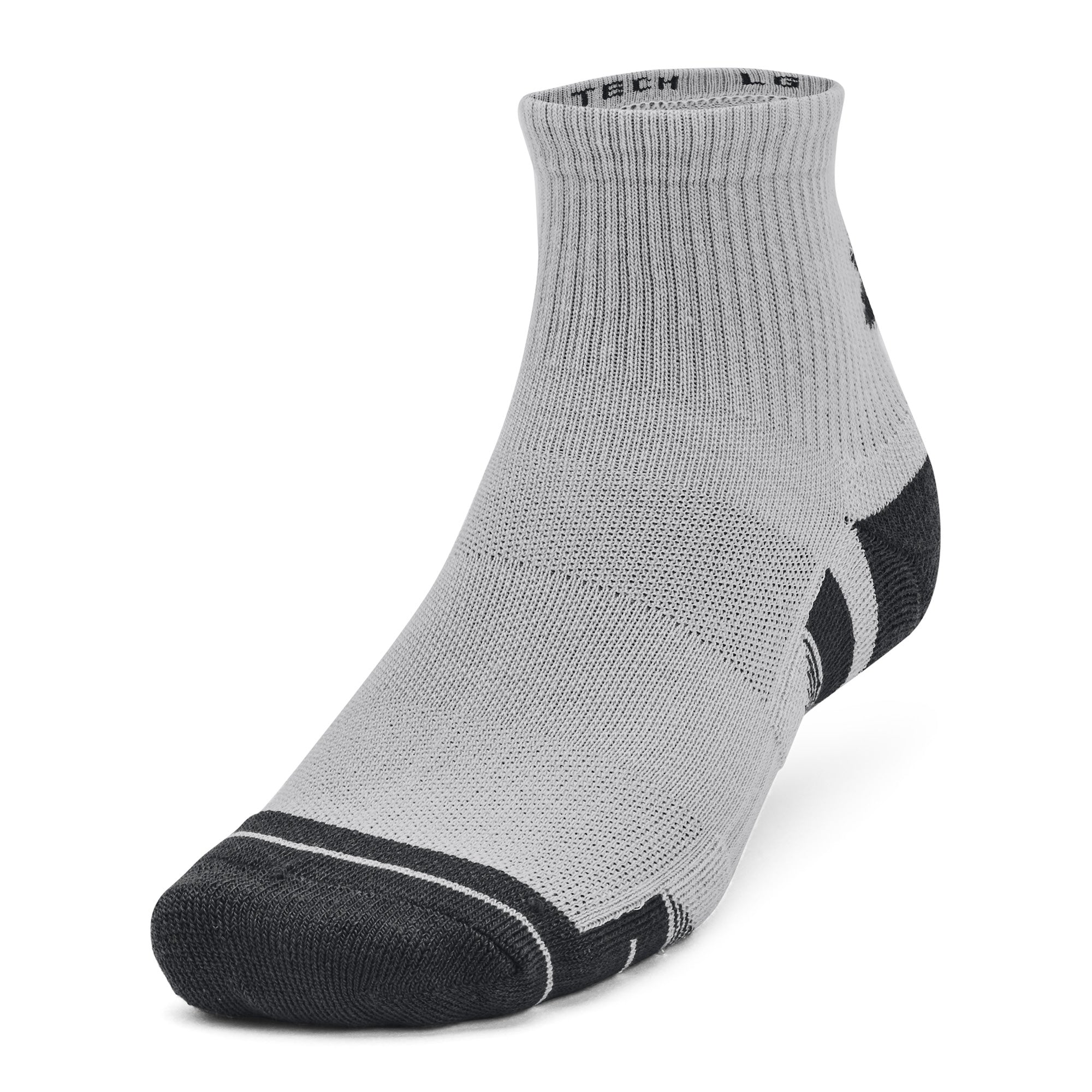 Under Armour Performance Tech Quarter Socks 3-Pack - Grey, White & Black - Size 7.5-12