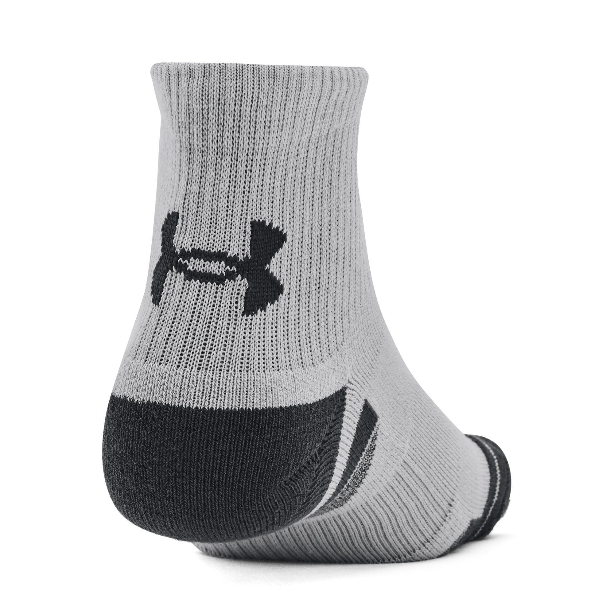 Under Armour Performance Tech Quarter Socks 3-Pack - Grey, White & Black - Size 7.5-12