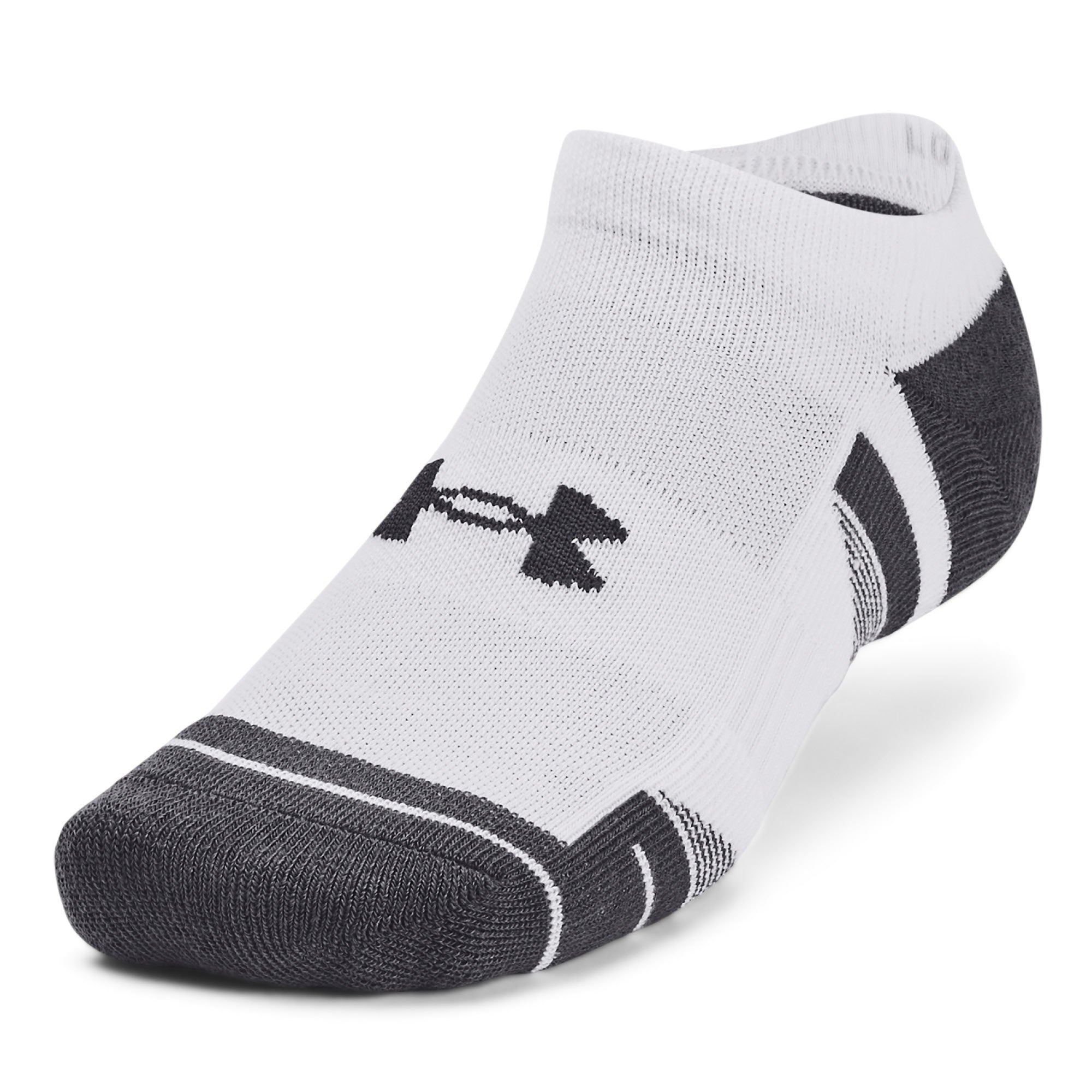 Under Armour Performance Tech No Show Socks 3-Pack - Grey, White & Black - Size 7.5-12