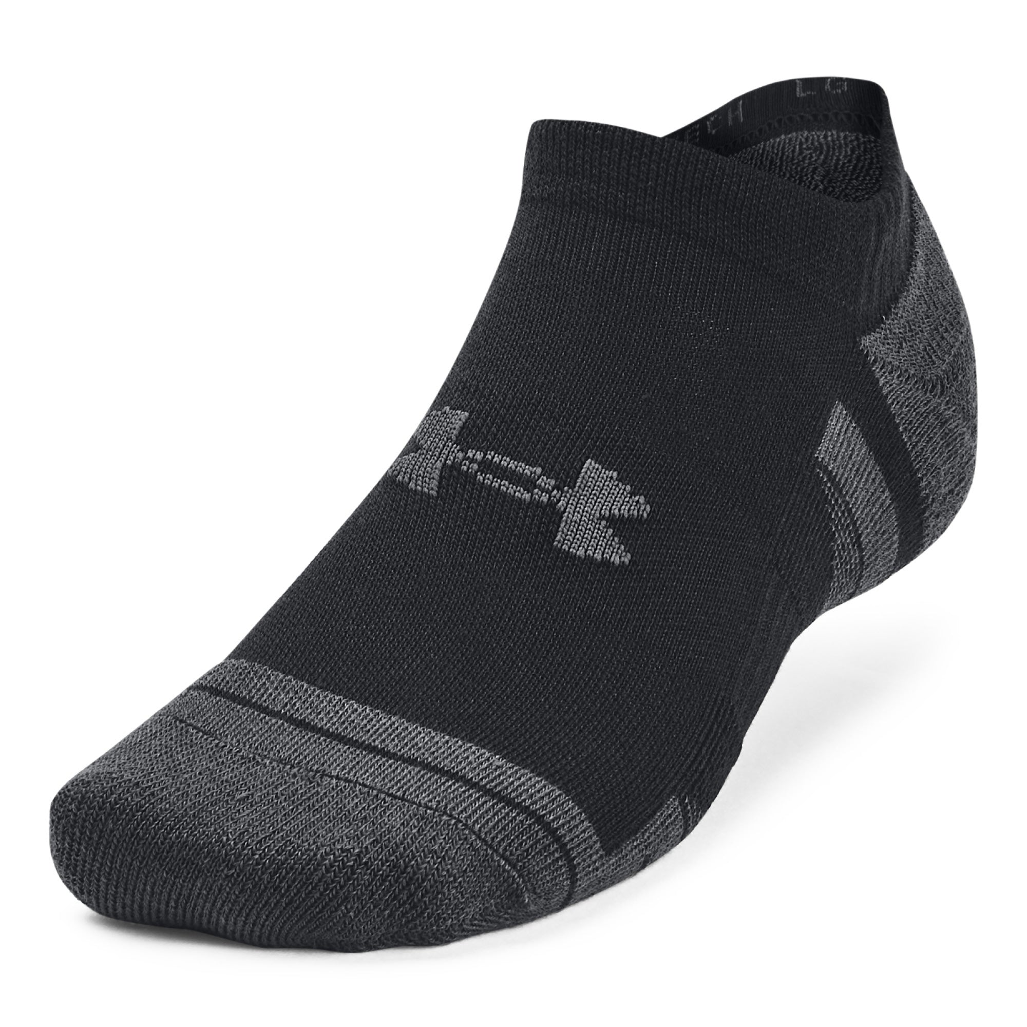 Under Armour Performance Tech No Show Socks 3-Pack - Grey, White & Black - Size 7.5-12