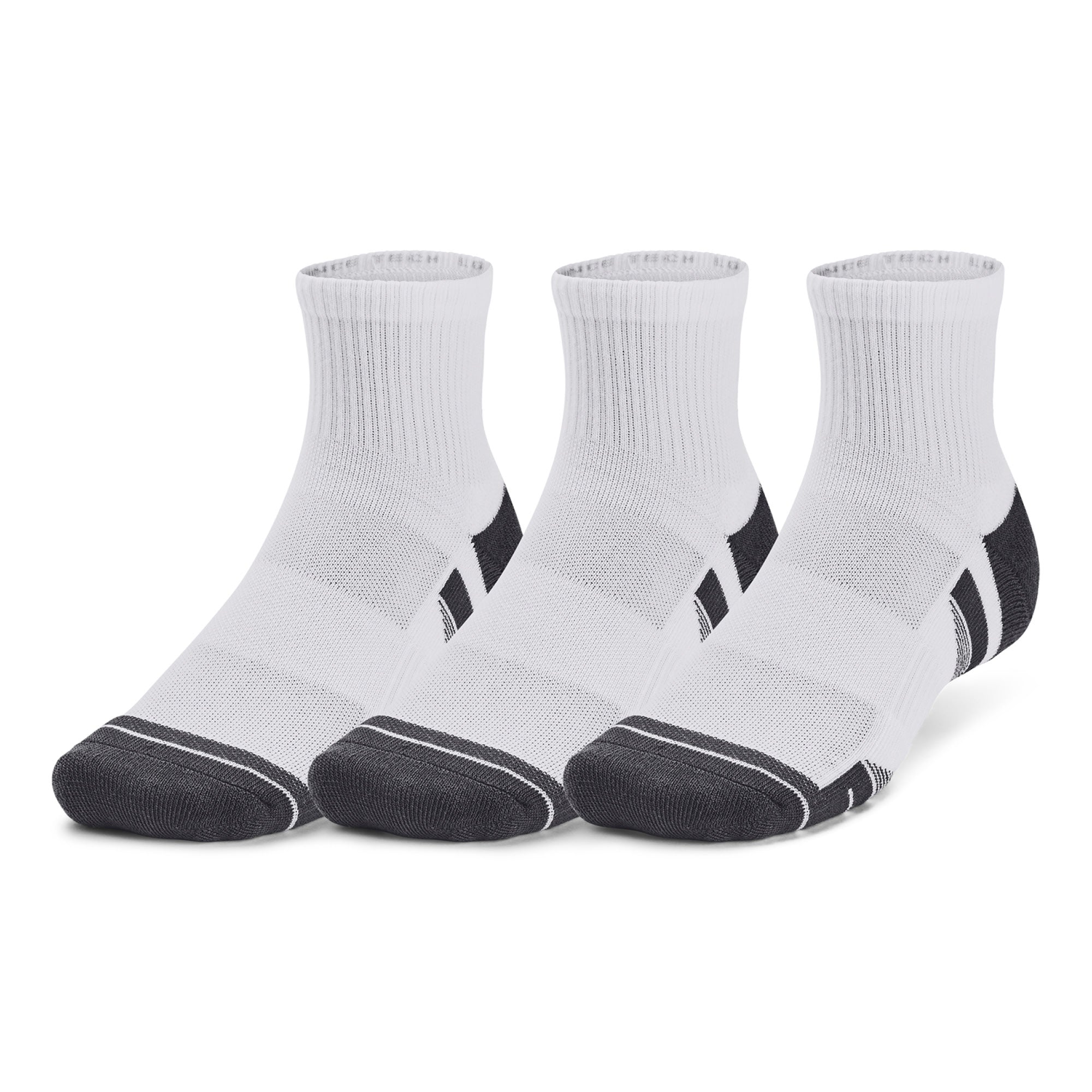 Under Armour Performance Tech Quarter Socks 3-Pack - White - Size 7.5-12