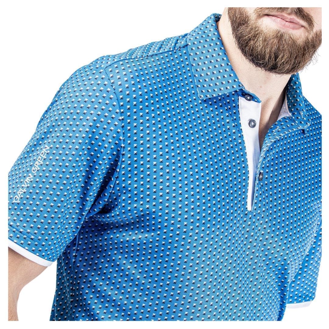Galvin Green Mark Breathable Short Sleeve Golf Polo Shirt (Blue/White)