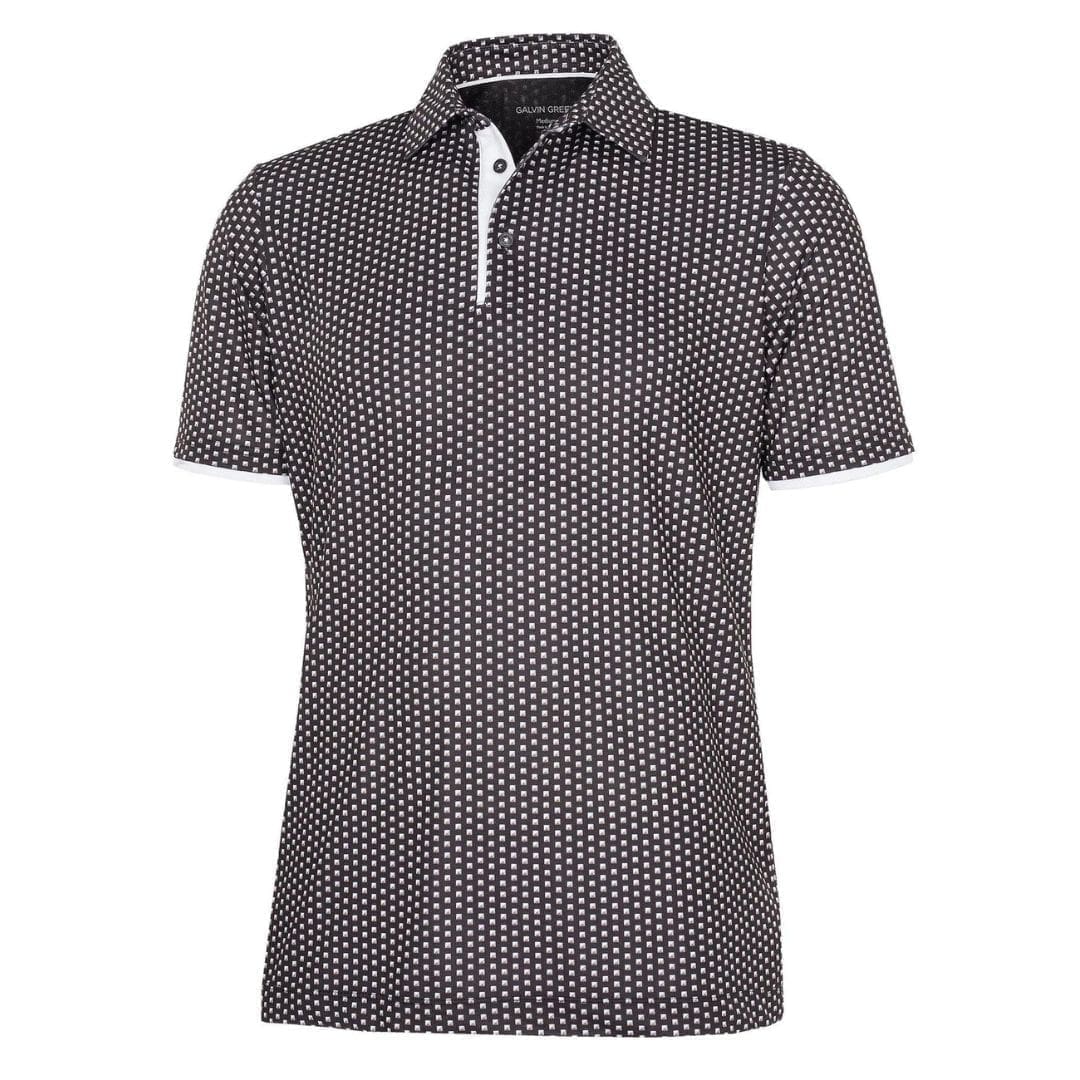 Galvin Green Mark Breathable Short Sleeve Golf Shirt (Black / Forged Iron)
