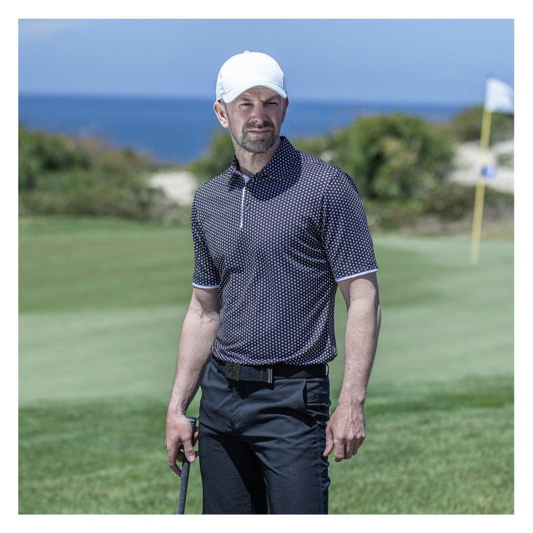 Galvin Green Mark Breathable Short Sleeve Golf Shirt (Black / Forged Iron)