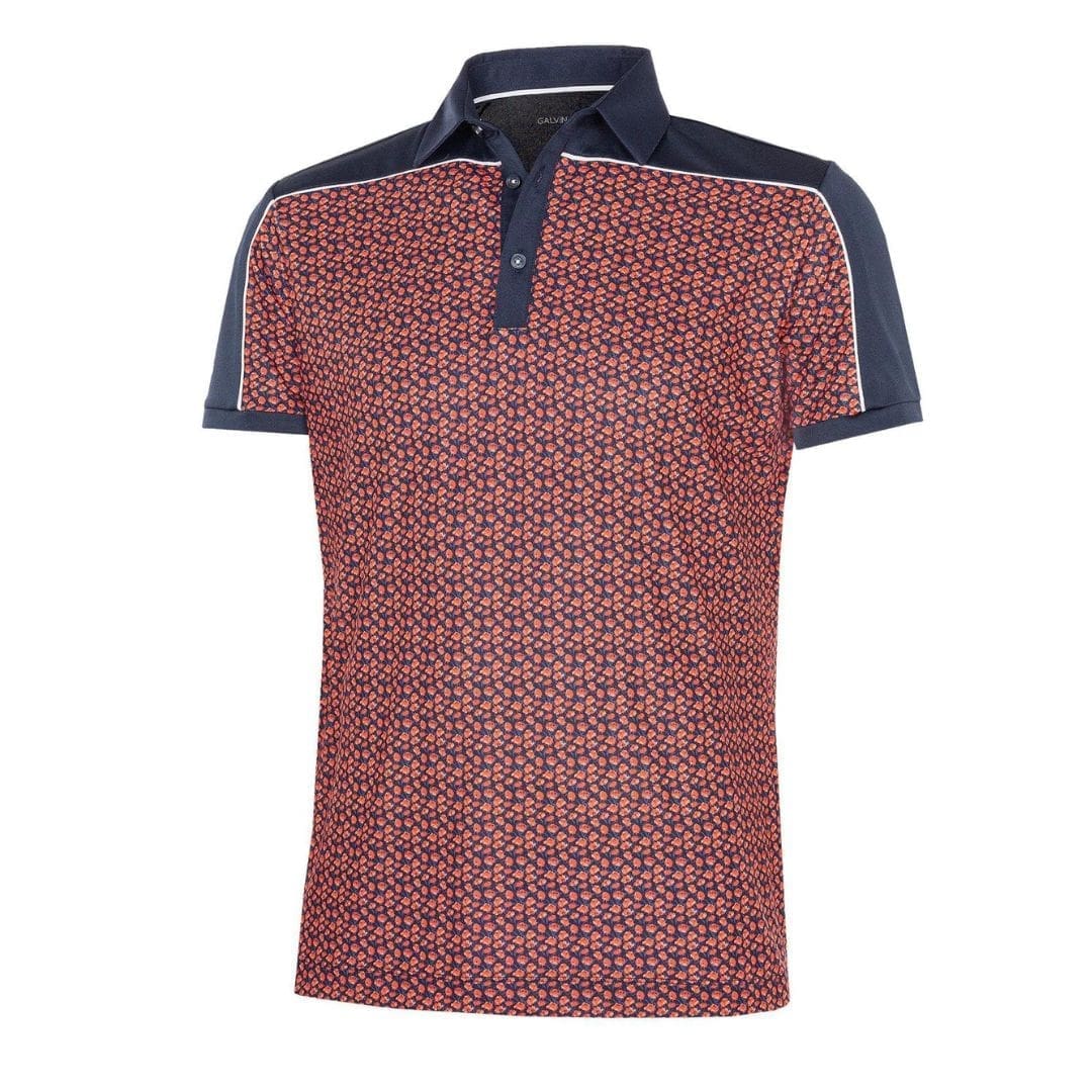 Galvin Green Millard Breathable Short Sleeve Golf Polo Shirt (Navy/Orange)
