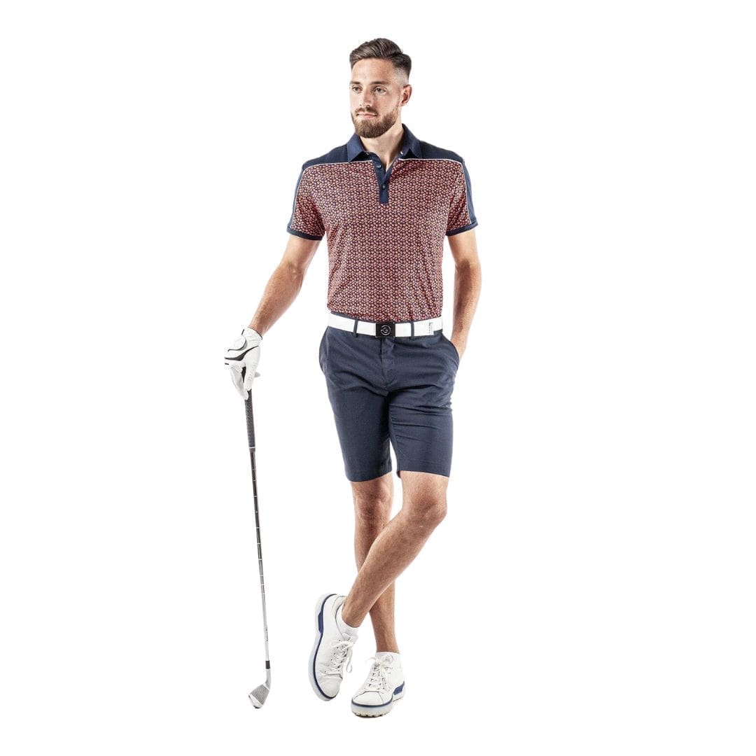 Galvin Green Millard Breathable Short Sleeve Golf Polo Shirt (Navy/Orange)