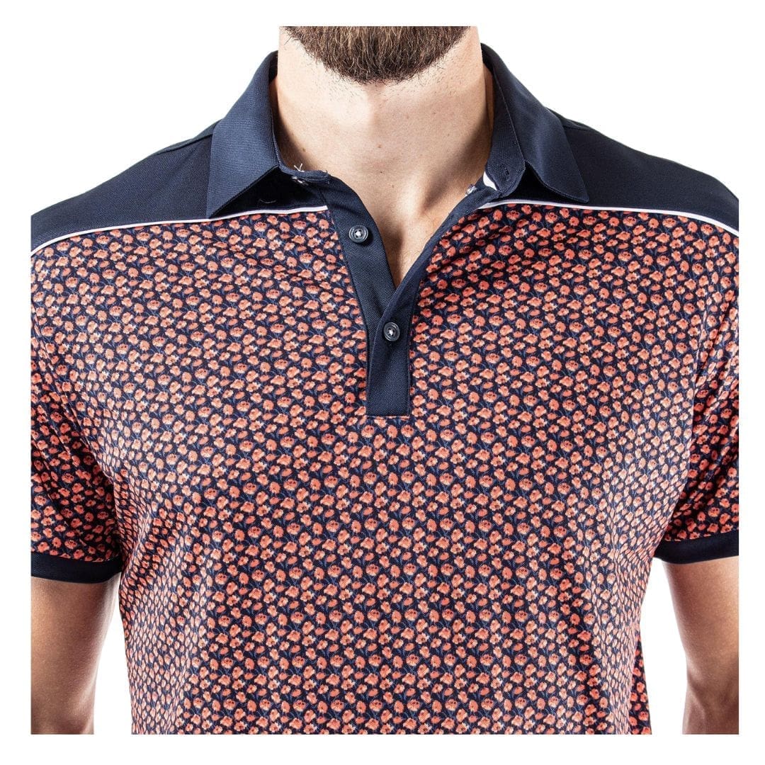 Galvin Green Millard Breathable Short Sleeve Golf Polo Shirt (Navy/Orange)