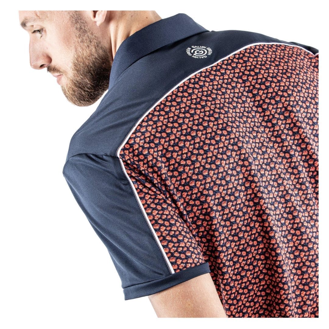 Galvin Green Millard Breathable Short Sleeve Golf Polo Shirt (Navy/Orange)