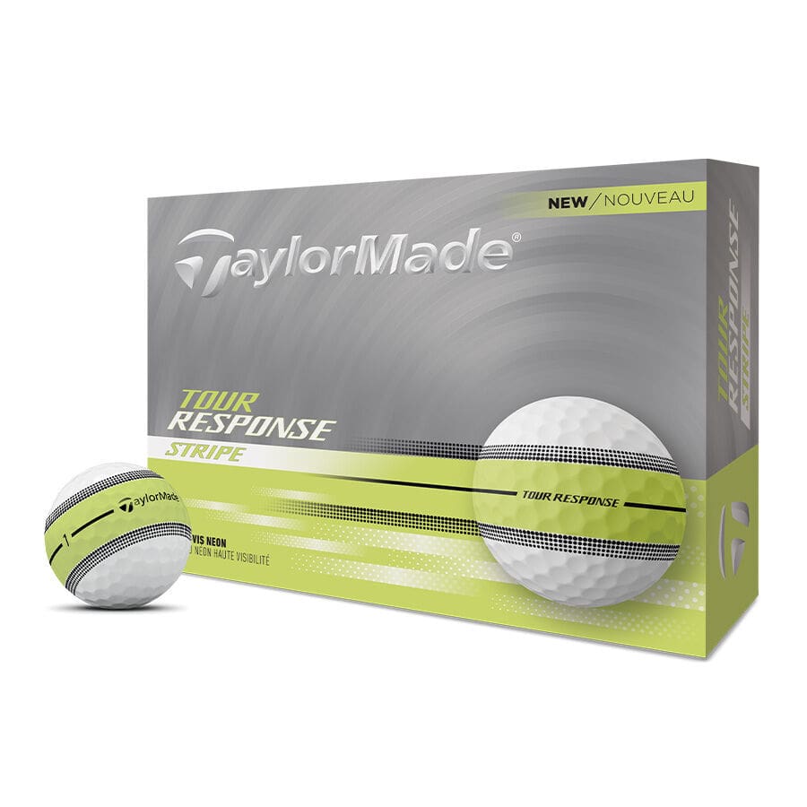 Taylormade Tour Response Stripe Neon Golf Balls (White & Neon Yellow)