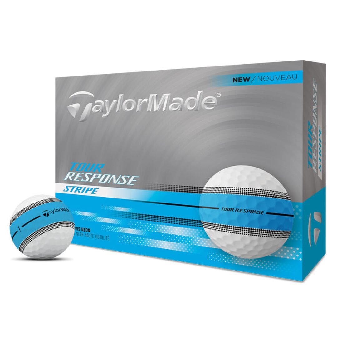 Taylormade Tour Response Stripe Neon Golf Balls (White & Neon Blue)