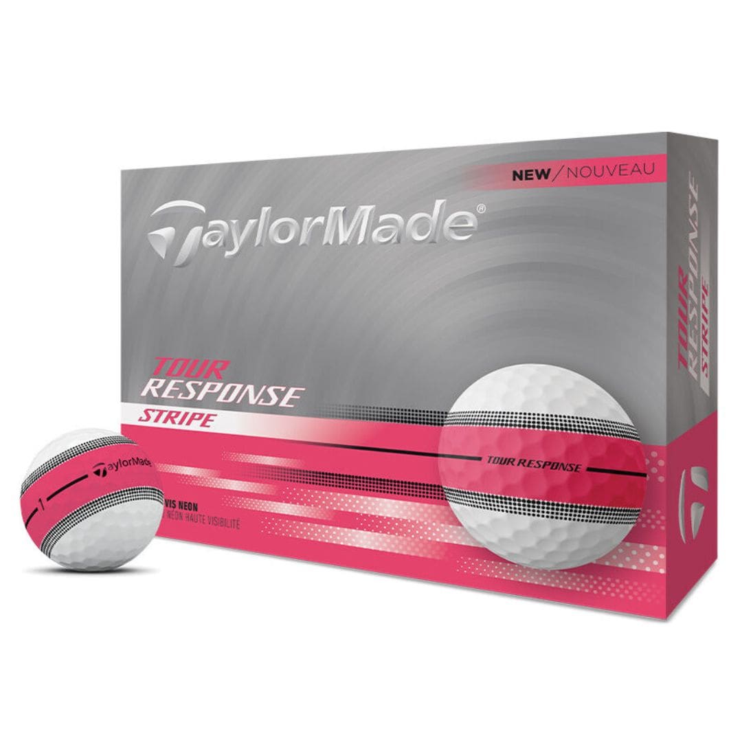 Taylormade Tour Response Stripe Neon Golf Balls (White & Neon Pink)