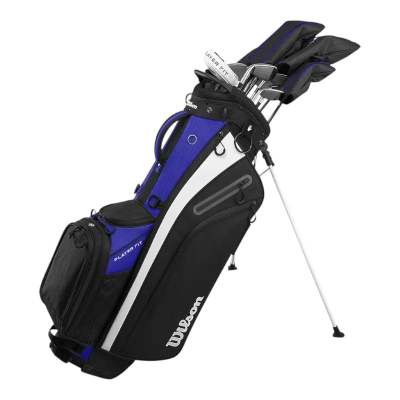 Wilson Player Fit Men's 12-Piece Stand Bag Package Set - Steel Stiff Shafts - 1 Inch Longer - Right Handed