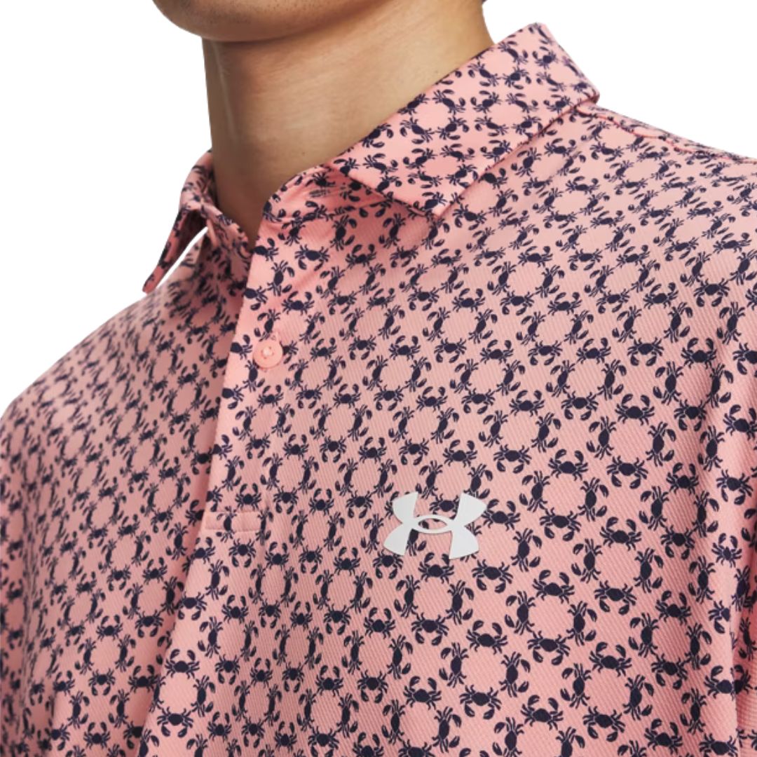 Under Armour Matchplay Printed Polo Shirt - Posh Pink, Midnight Navy Crab & White