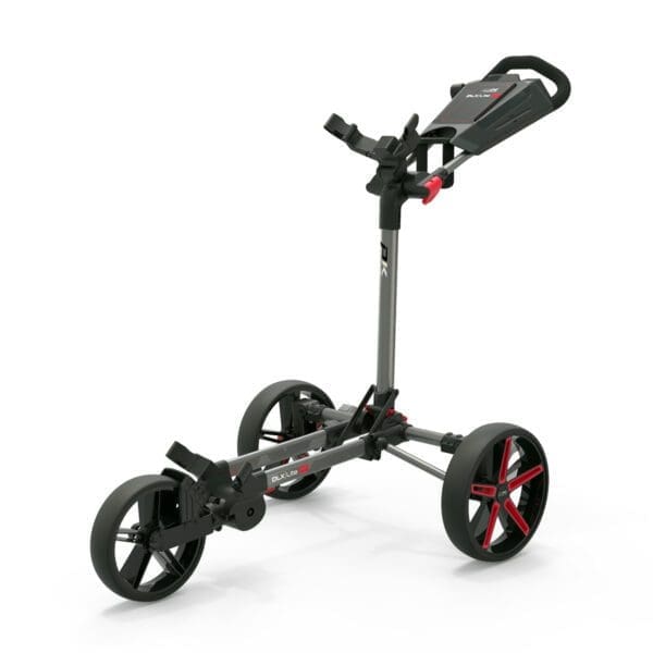 PowaKaddy DLX-Lite FF Push Golf Trolley - Gun Metal & Red