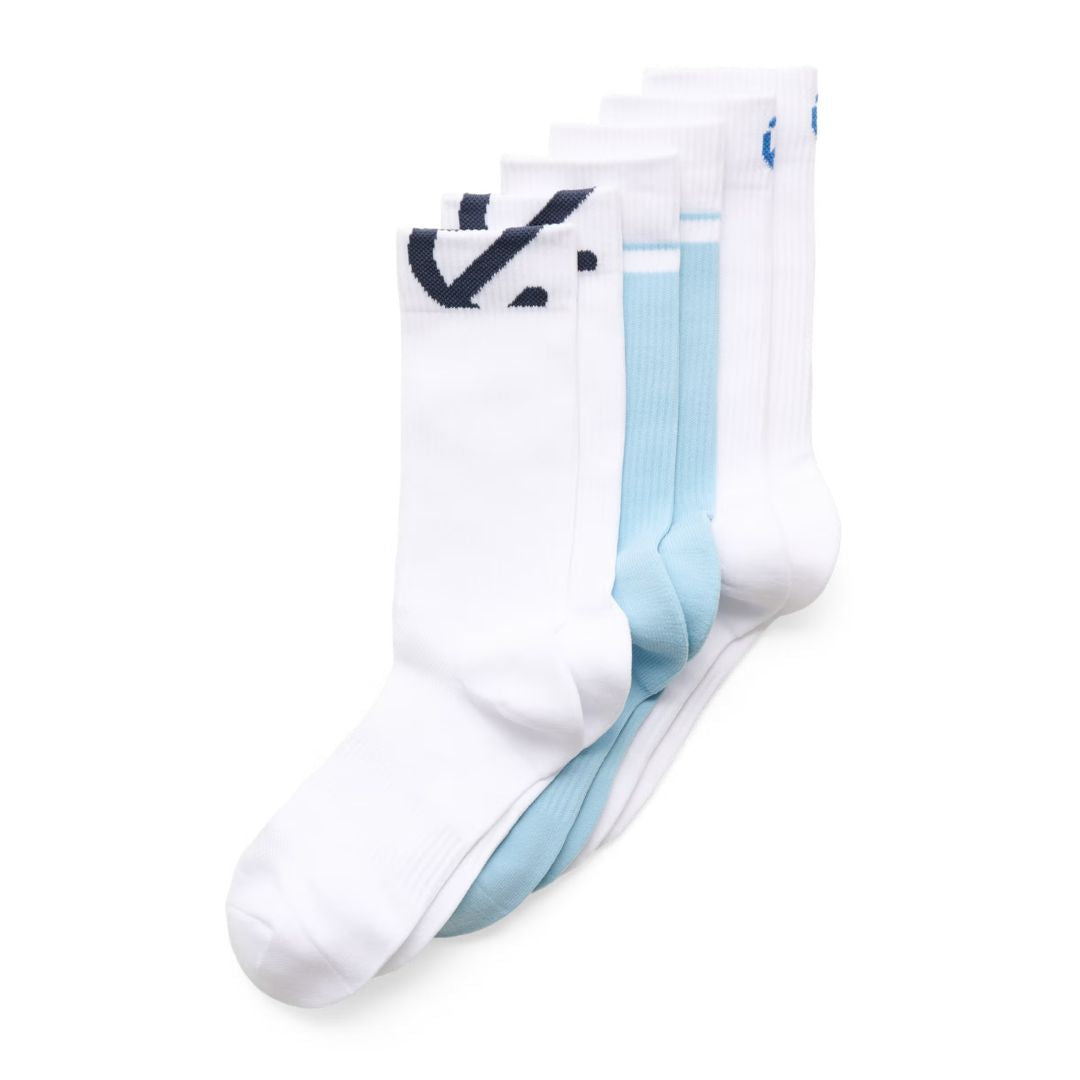 Ecco Active Everyday Mid-Cut Socks - 3 Pack - Dusty Blue & White
