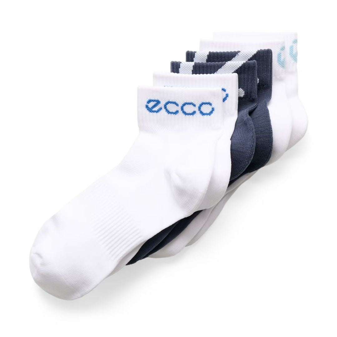 Ecco Retro Low-Cut Socks - 3 Pack - Marine & White