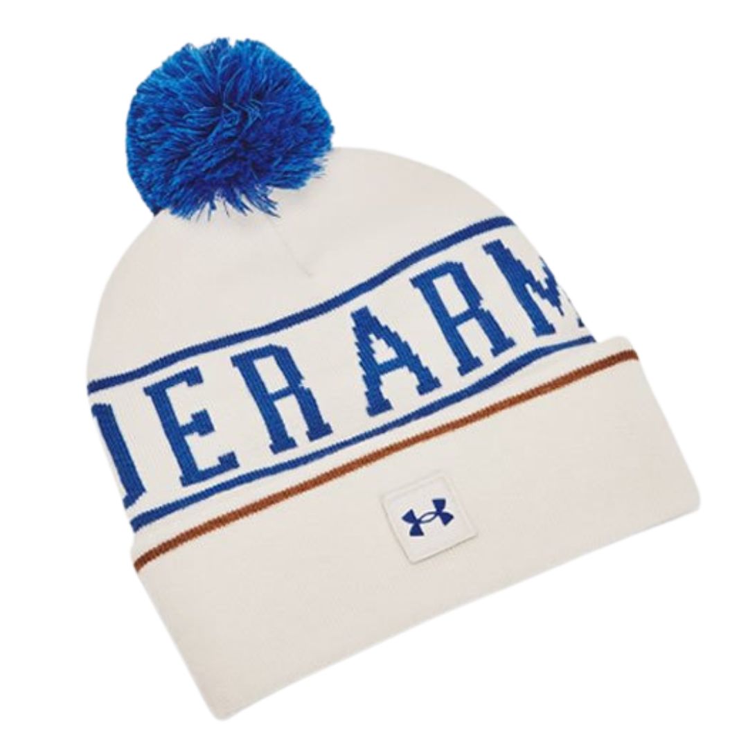 Under Armour Halftime Pom Beanie - Summit White & Tech Blue