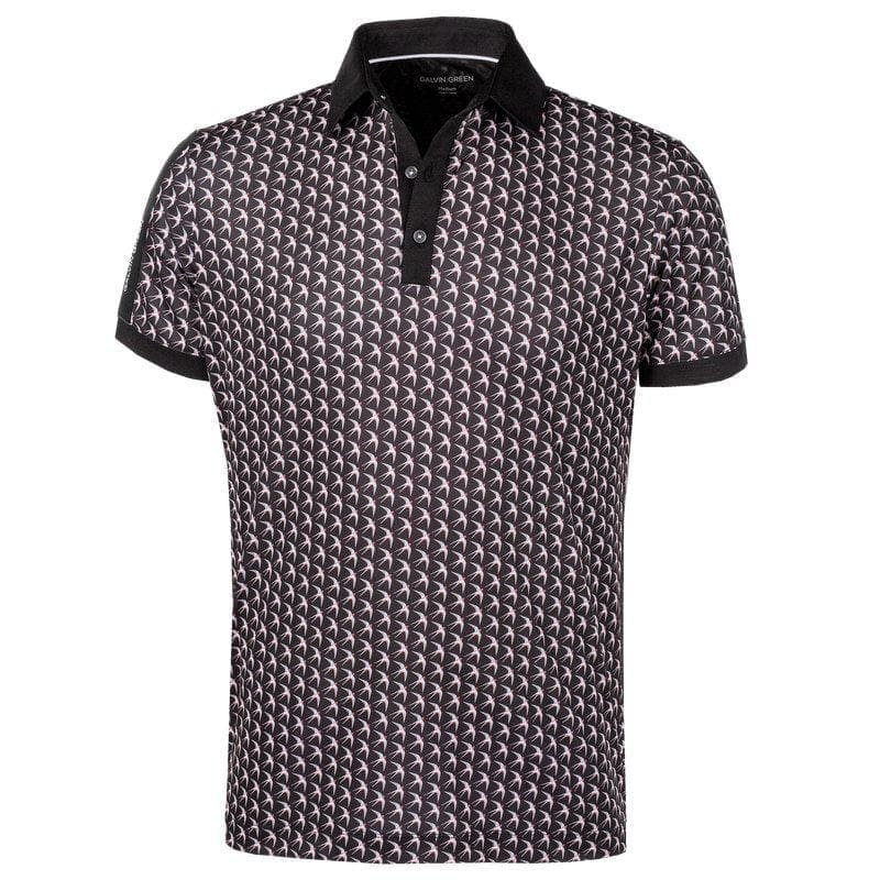 Galvin Green Malcolm Short Sleeve Golf Shirt (Black, Sharkskin & Red)