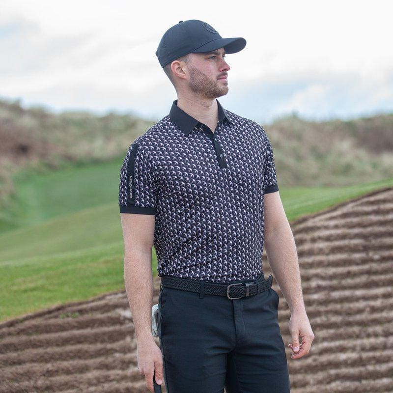 Galvin Green Malcolm Short Sleeve Golf Shirt (Black, Sharkskin & Red)