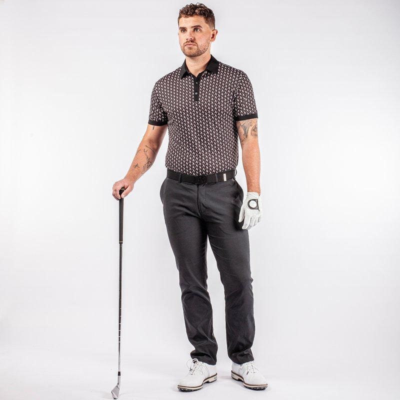 Galvin Green Malcolm Short Sleeve Golf Shirt (Black, Sharkskin & Red)