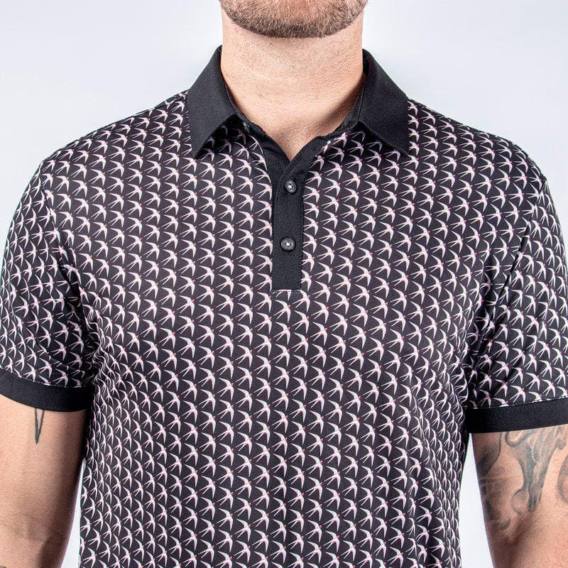 Galvin Green Malcolm Short Sleeve Golf Shirt (Black, Sharkskin & Red)