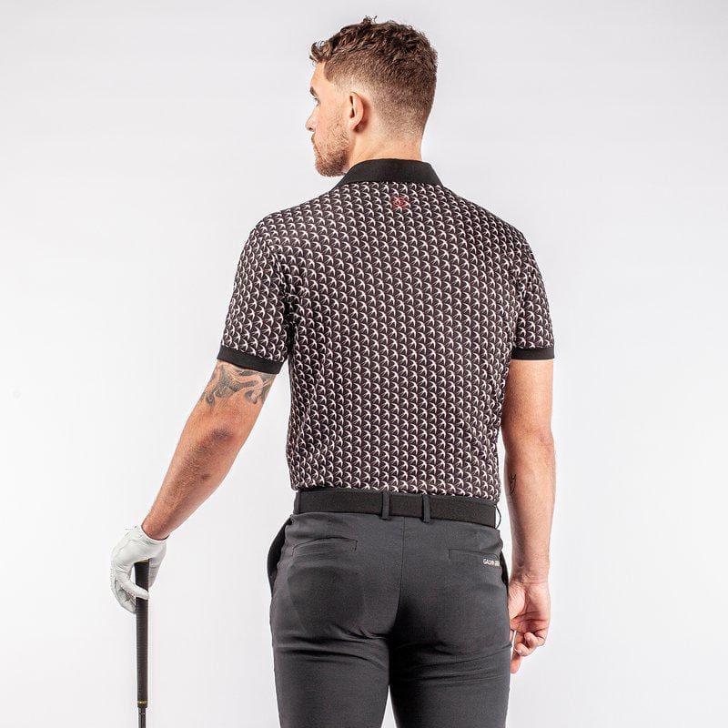 Galvin Green Malcolm Short Sleeve Golf Shirt (Black, Sharkskin & Red)