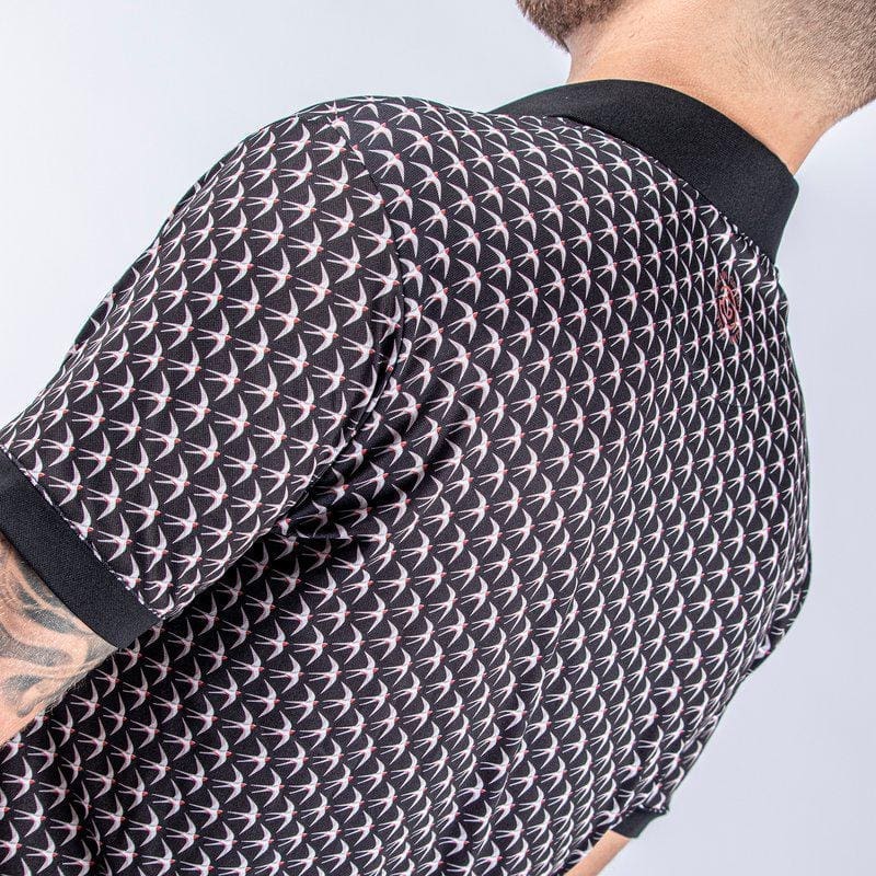 Galvin Green Malcolm Short Sleeve Golf Shirt (Black, Sharkskin & Red)