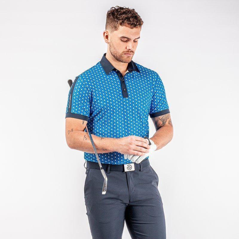 Galvin Green Malcolm Short Sleeve Golf Shirt (Blue, Navy & Cool Grey)