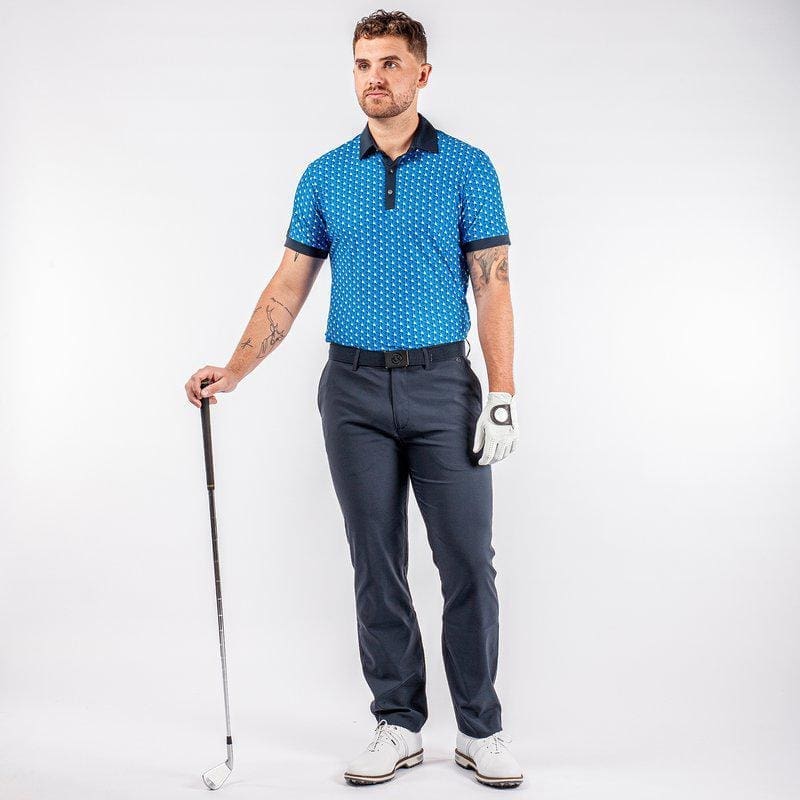 Galvin Green Malcolm Short Sleeve Golf Shirt (Blue, Navy & Cool Grey)