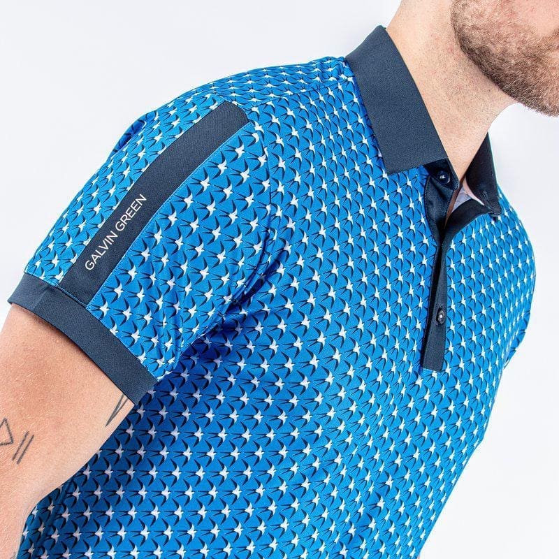 Galvin Green Malcolm Short Sleeve Golf Shirt (Blue, Navy & Cool Grey)