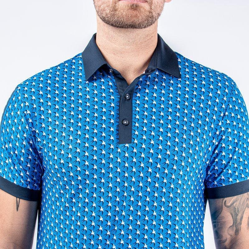 Galvin Green Malcolm Short Sleeve Golf Shirt (Blue, Navy & Cool Grey)