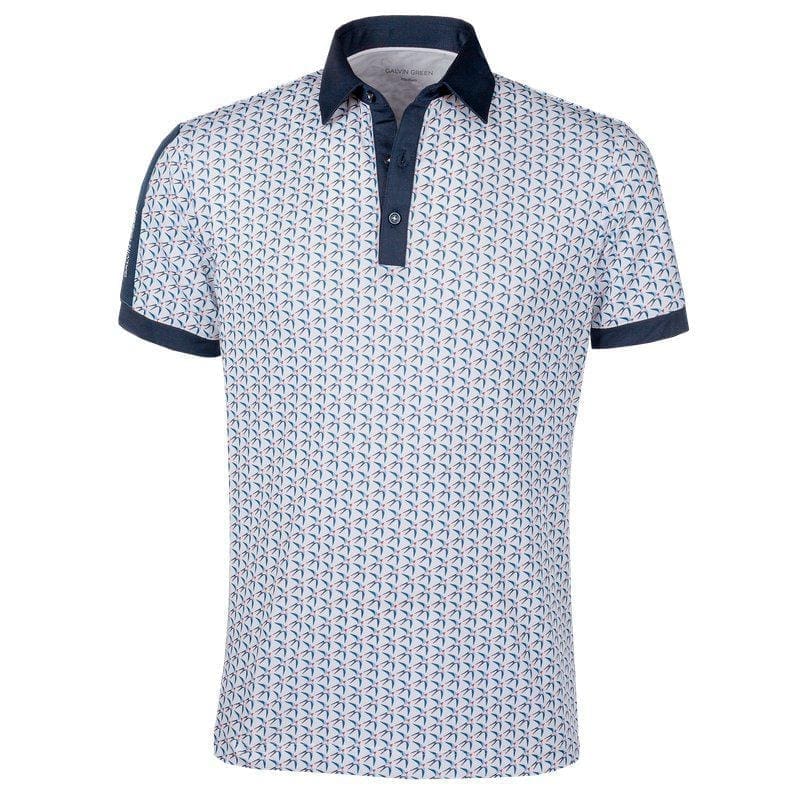 Galvin Green Malcolm Short Sleeve Golf Shirt (White, Navy & Orange)