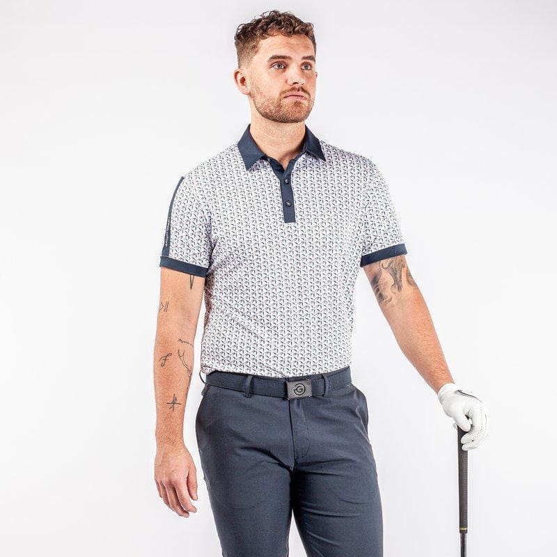 Galvin Green Malcolm Short Sleeve Golf Shirt (White, Navy & Orange)